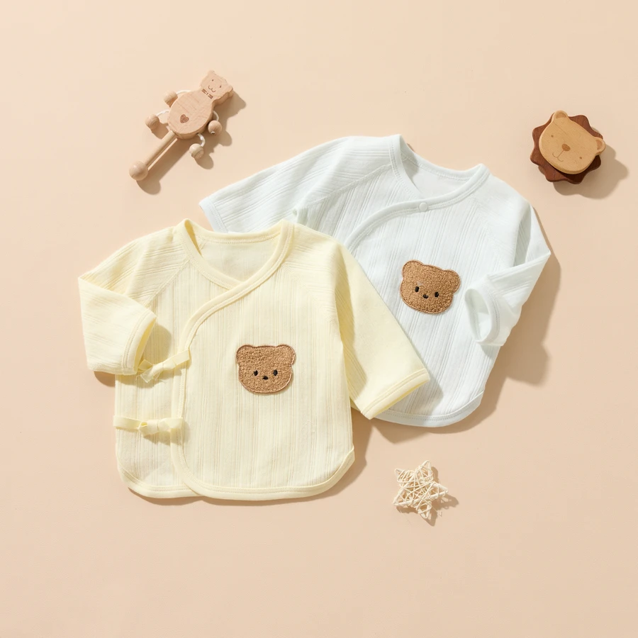 0-3个月半背衣纯棉宝宝新生儿初生婴儿衣服春秋款上衣无骨52码