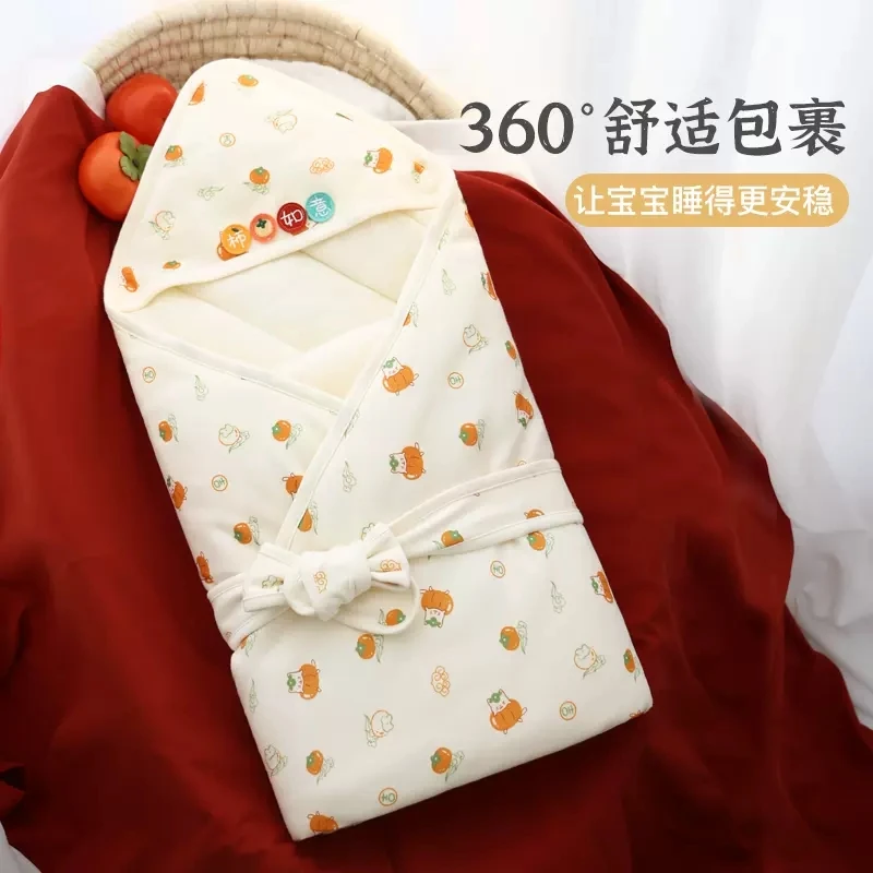 婴儿抱被秋冬初生宝宝产房包单纯棉新生儿加厚襁褓巾防惊跳棉包被
