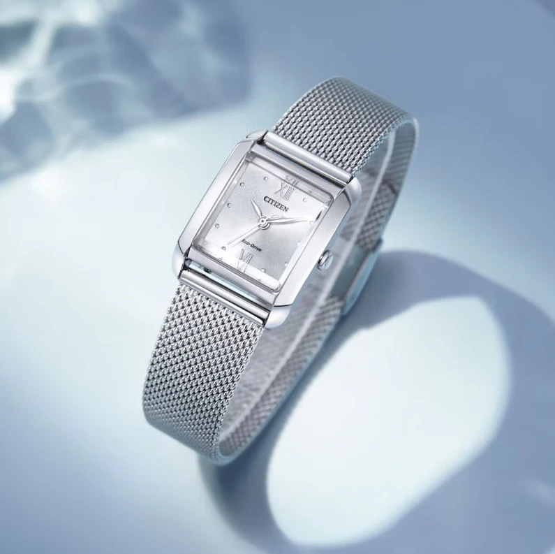 Citizen/西铁城L系列光动能方形盘钢带女表EW5590-62A