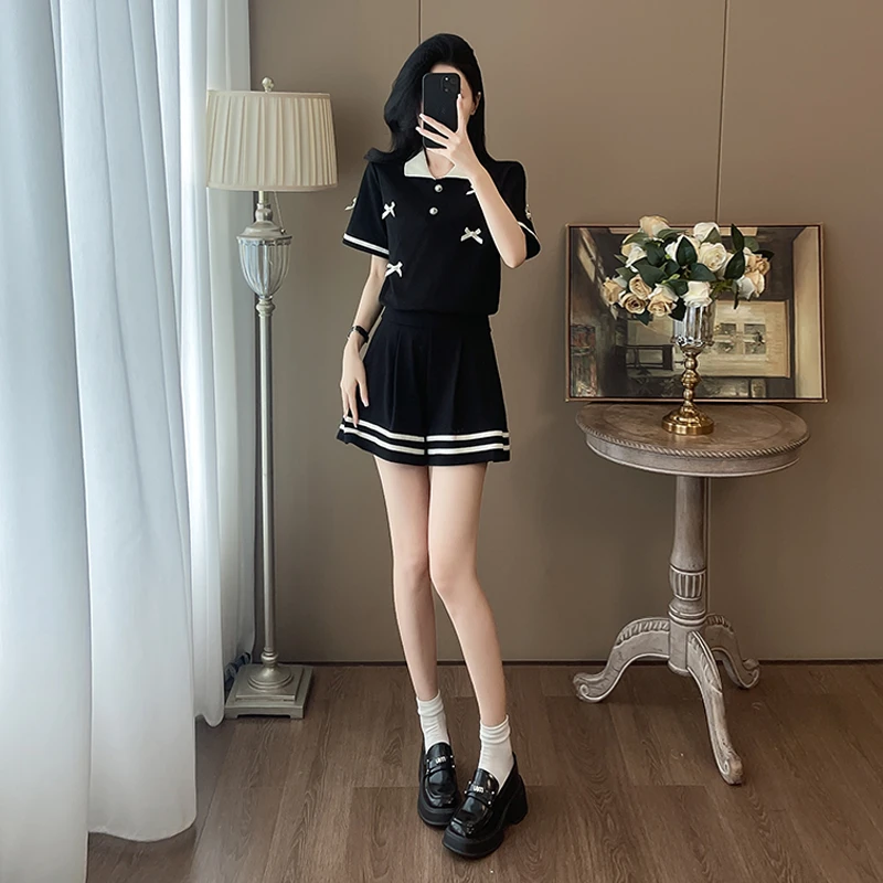 网红炸街休闲时尚套装女夏季洋气减龄小个子运动风短袖短裤两件套