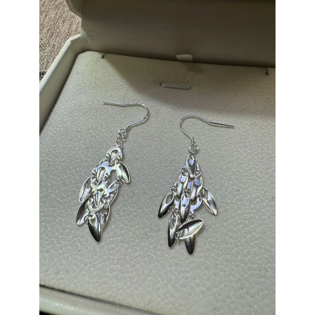 足银耳饰  663麦穗镂空耳线