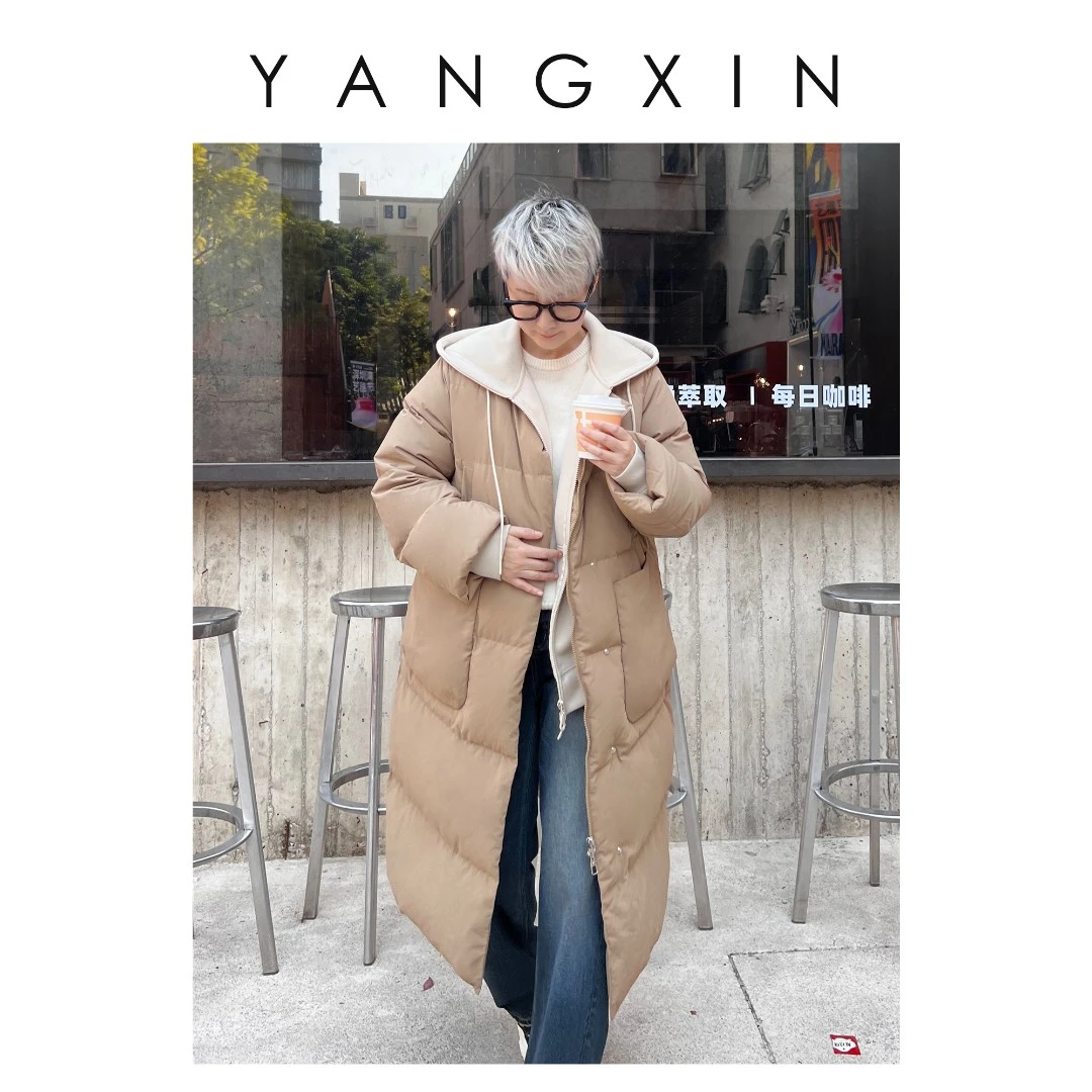 【无龄·杨昕】小狗系列-围巾领轻盈保暖白鹅绒中长款羽绒服