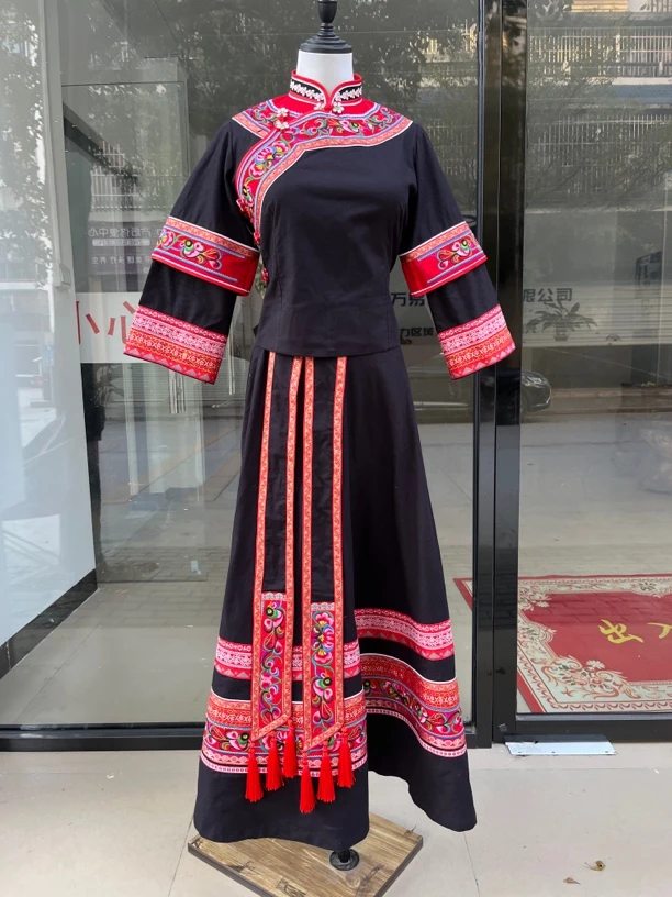 民族服装土布黑色女装套装裙子