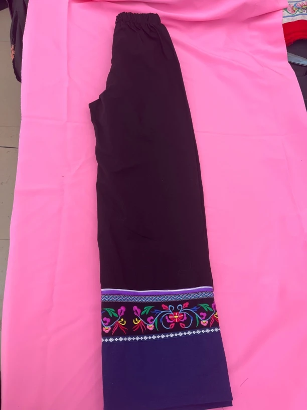 民族裤子黑色土布