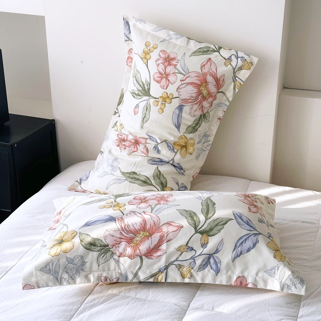 【京かわ会社】一对装磨毛枕套纯棉加厚枕头套 羞花