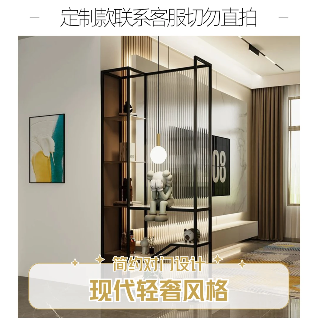 简约对门客厅遮挡玄关柜置物架一体半墙入户玄关客厅隔断屏风