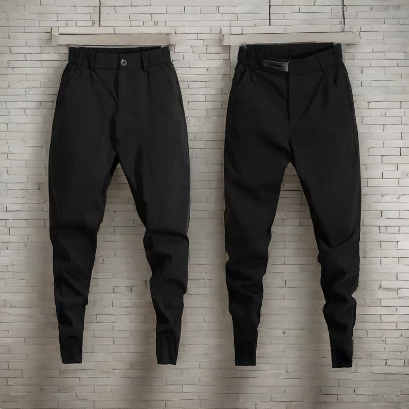 男士休闲裤2025潮流薄款修身百搭弹力韩版黑色束脚小脚九分裤子男