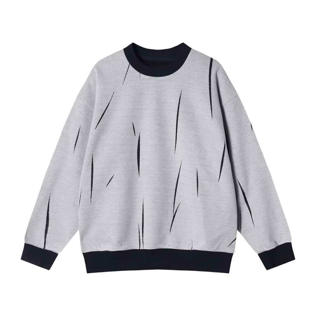 秋冬季新款时尚个性黑色撞色圆领套头卫衣宽松百搭休闲上衣