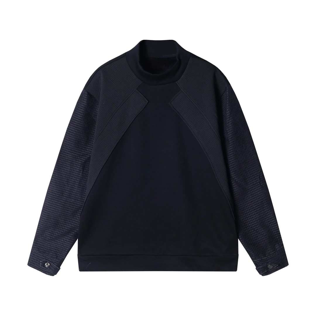 WY847-DY秋冬季新款韩版撞色拼接设计立领套头卫衣简约百搭高级感