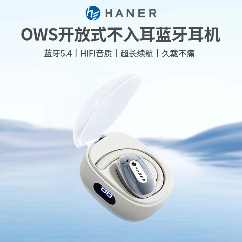 翰耳2024开放式OWS挂耳式透明仓数显太空舱小蜻蜓蓝牙5.4耳机