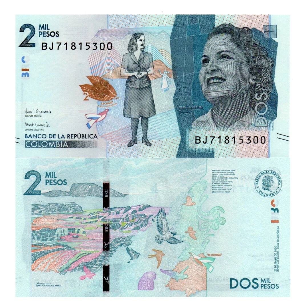 美洲 哥伦比亚2000比索 纸币 2018年全新UNC P-458