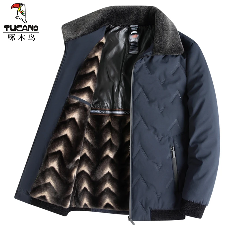 TUCANO/啄木鳥秋冬装加厚加绒中老年男棉服翻领外套冬季中年爸爸