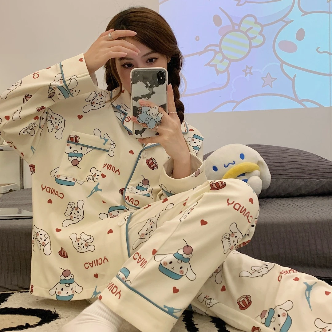 【开衫小白】A581睡衣女长袖卡通春秋网红款时尚女士春秋家居服套装