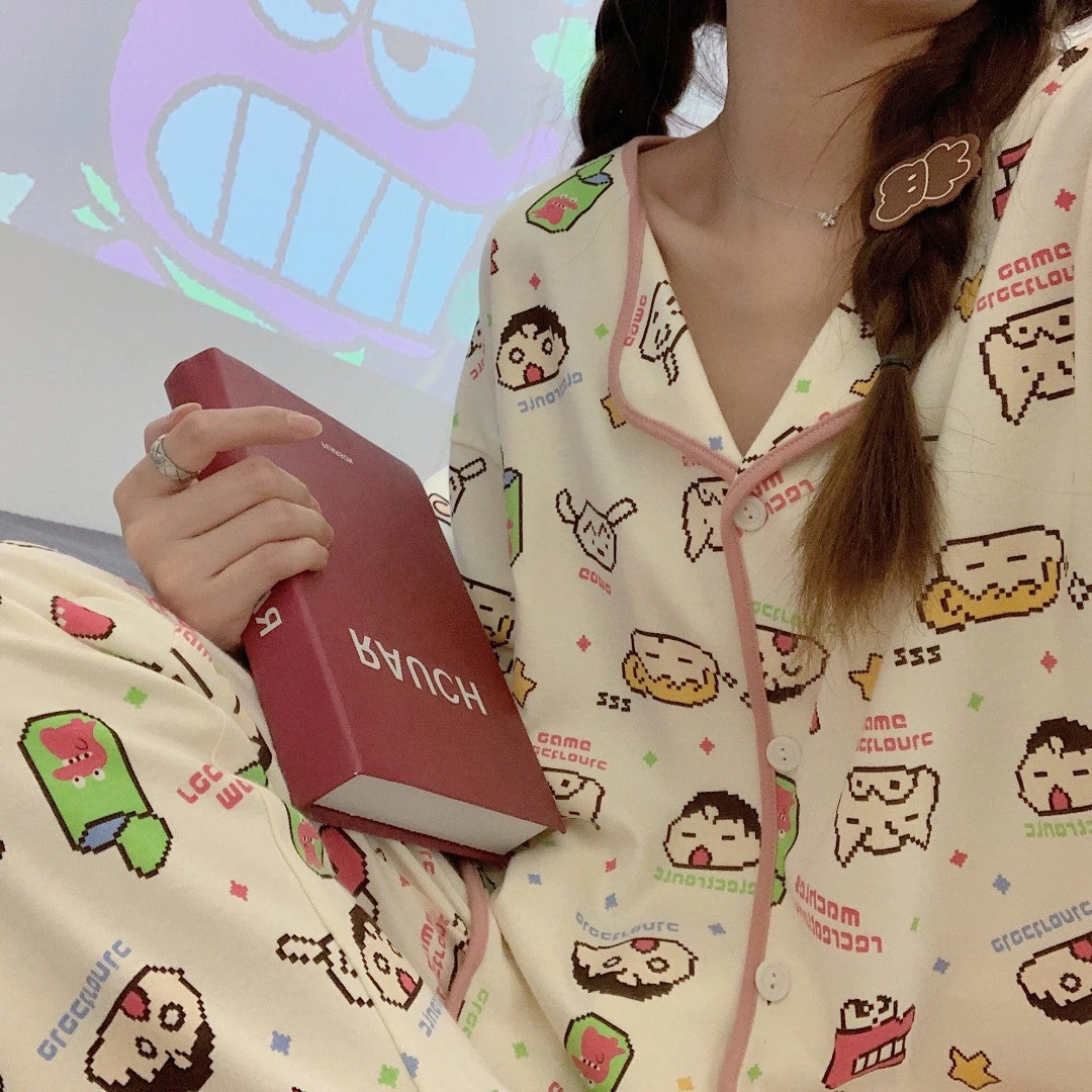 【长袖立领】休闲睡衣女套装甜美春秋季网红ins风卡通家居服