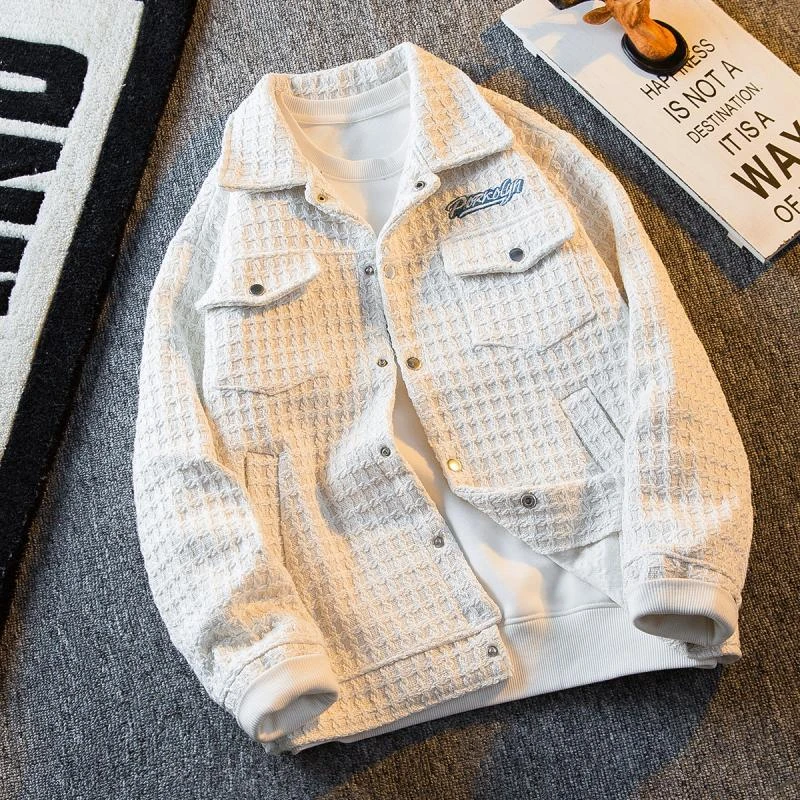 HPCP高级感粗纺小香风外套男春秋季潮牌痞帅潮流休闲工装夹克衣服