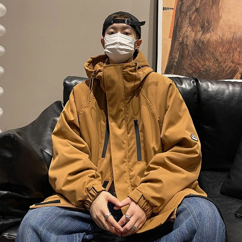 美式复古痞帅冲锋衣服外套潮牌高级感连帽衣oversize高街男