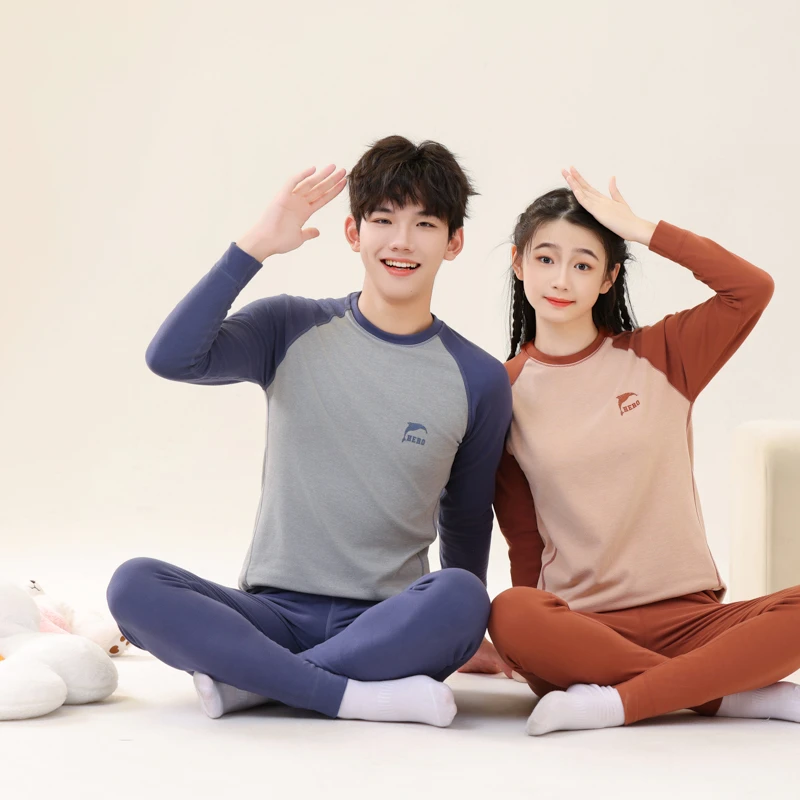 青少年学生装保暖秋冬内衣男大童女大童儿童秋衣秋裤双面磨毛中厚