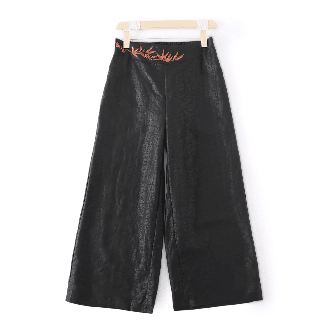 香云纱纯100桑蚕丝古风刺绣禅意禅服茶服汉服女装新中式宽松长裤