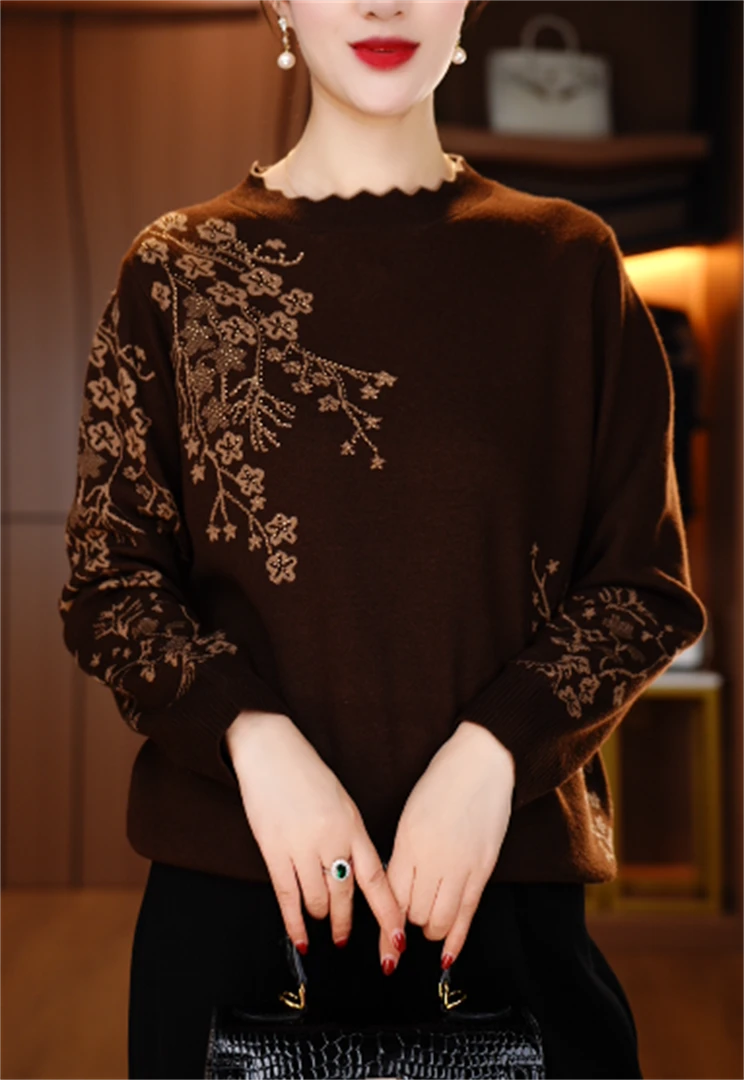 卓曼 新款保暖毛衣抗起球高端显瘦百搭减龄气质时尚套头V24Q0987