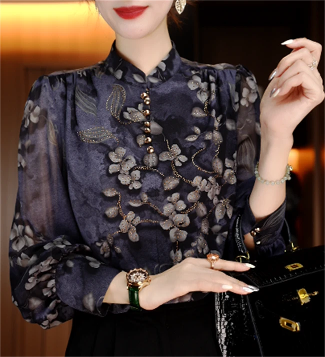 卓曼  新款衬衣印花时尚上衣女百搭设计感气质轻奢V24Z285