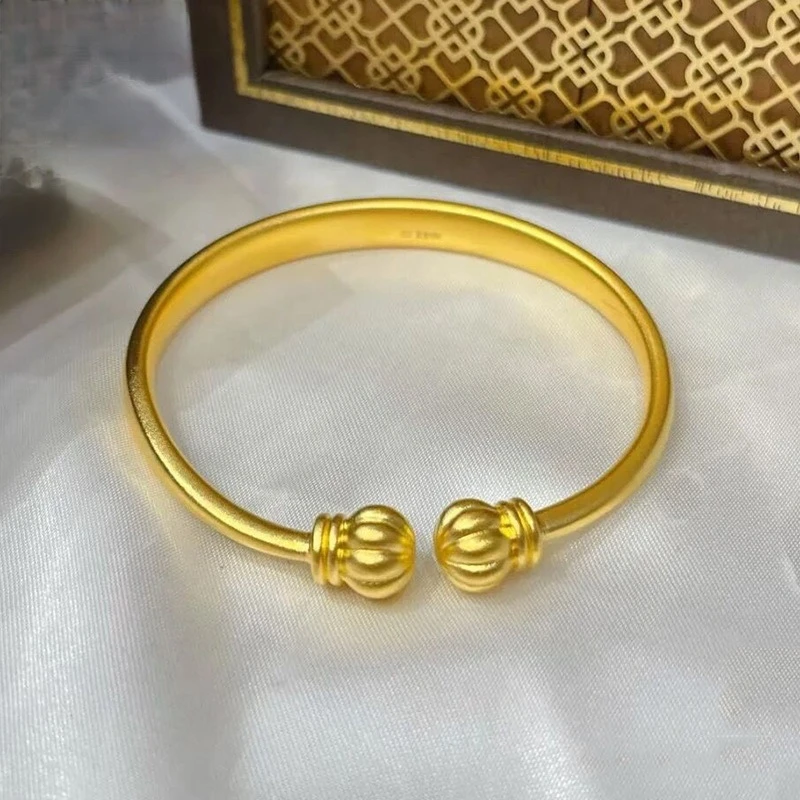 铜合金手镯 南瓜手镯女款经典开口镯子金色国潮网红时尚饰品