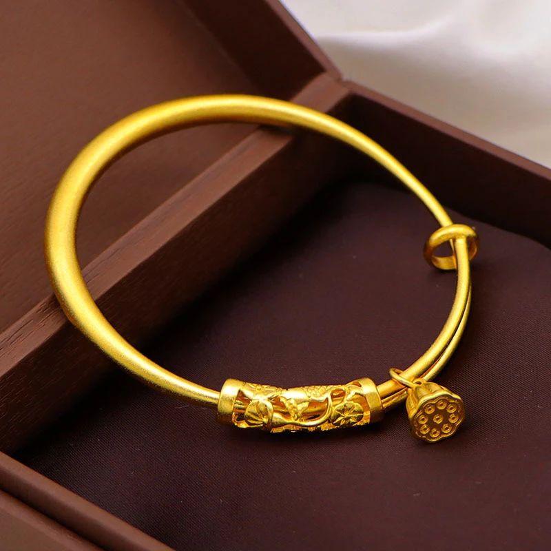 铜合金手镯 手镯女莲蓬鲤鱼推拉可调节网红镯子女款古风百搭饰品