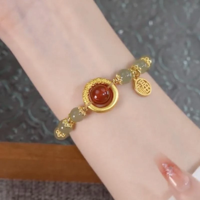 铜合金手链 同心圆花好月圆男女同款定制小众情侣七夕情人节礼物