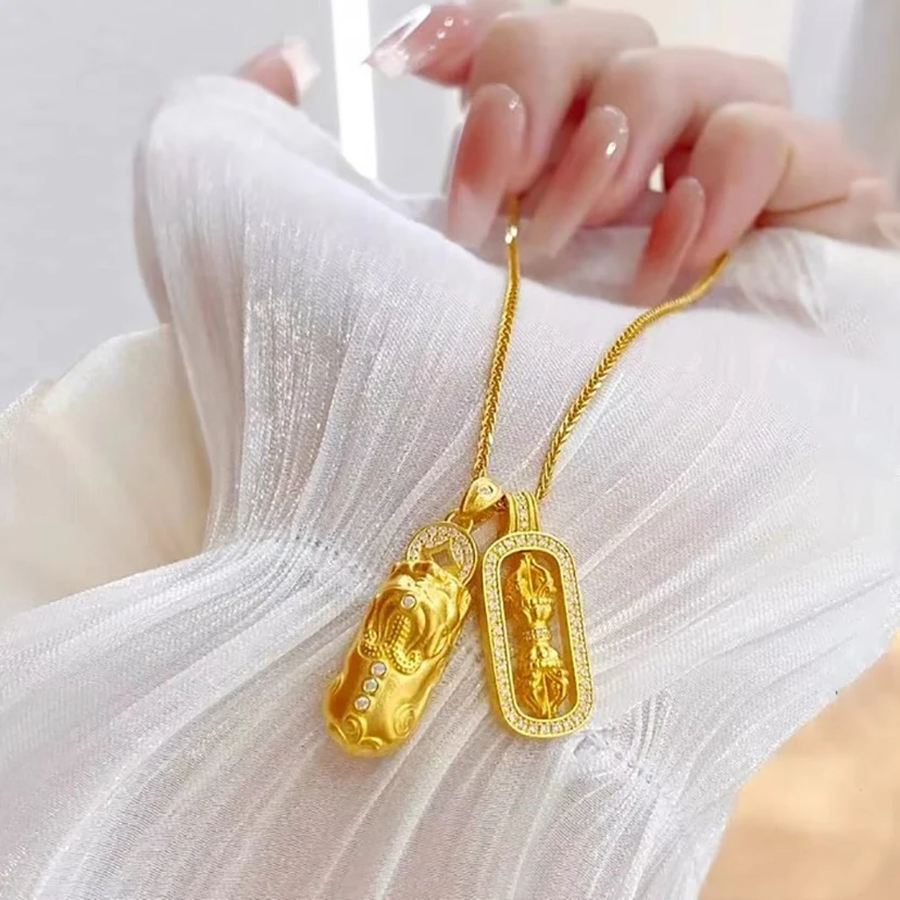 铜合金吊坠 貔貅金刚杵吊坠韦雪同款项链金色叠戴锁骨链高级感