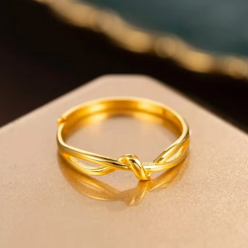铜合金戒指 打结戒指女款缠绕素款金色指环气质小众设计时尚饰品