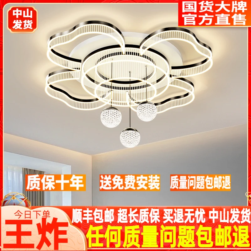 客厅主灯吸顶灯简约现代个性网红轻奢吊球创意花型广东中山大厅灯