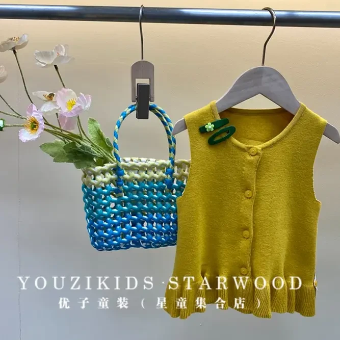 哎蔴蔴【早秋浮力】秋儿童毛衫9012304女小童宝宝百搭针织开衫马甲