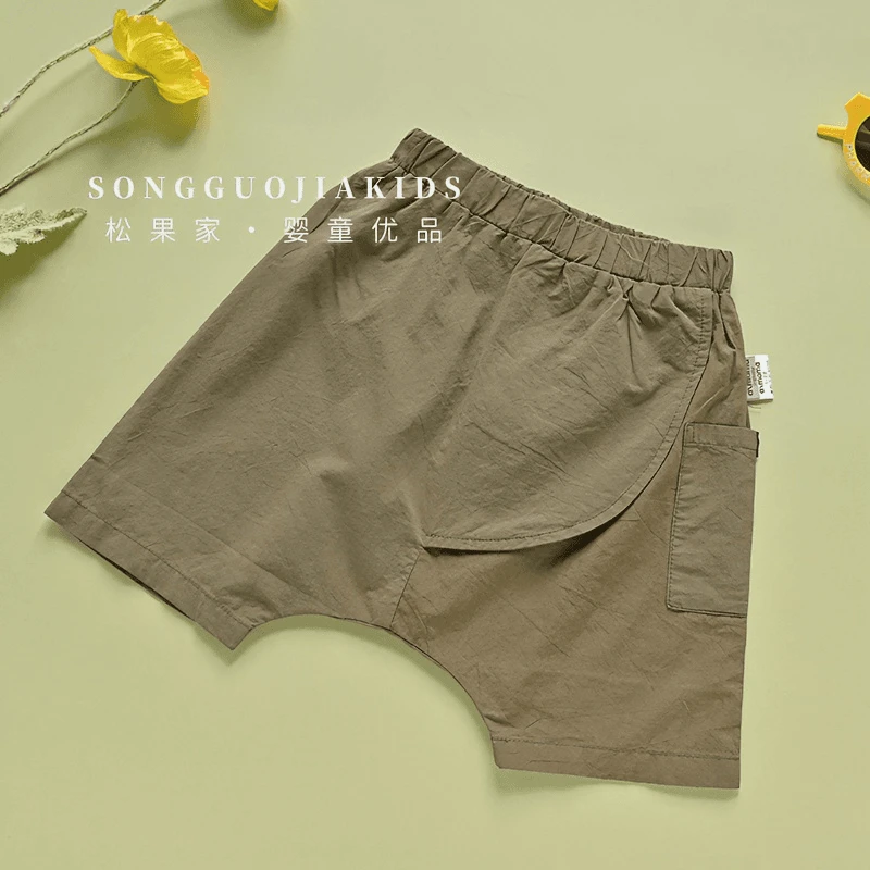 哎蔴蔴【六月浮力】夏季儿童中裤9021922小童宝韩版纯棉哈伦四分裤