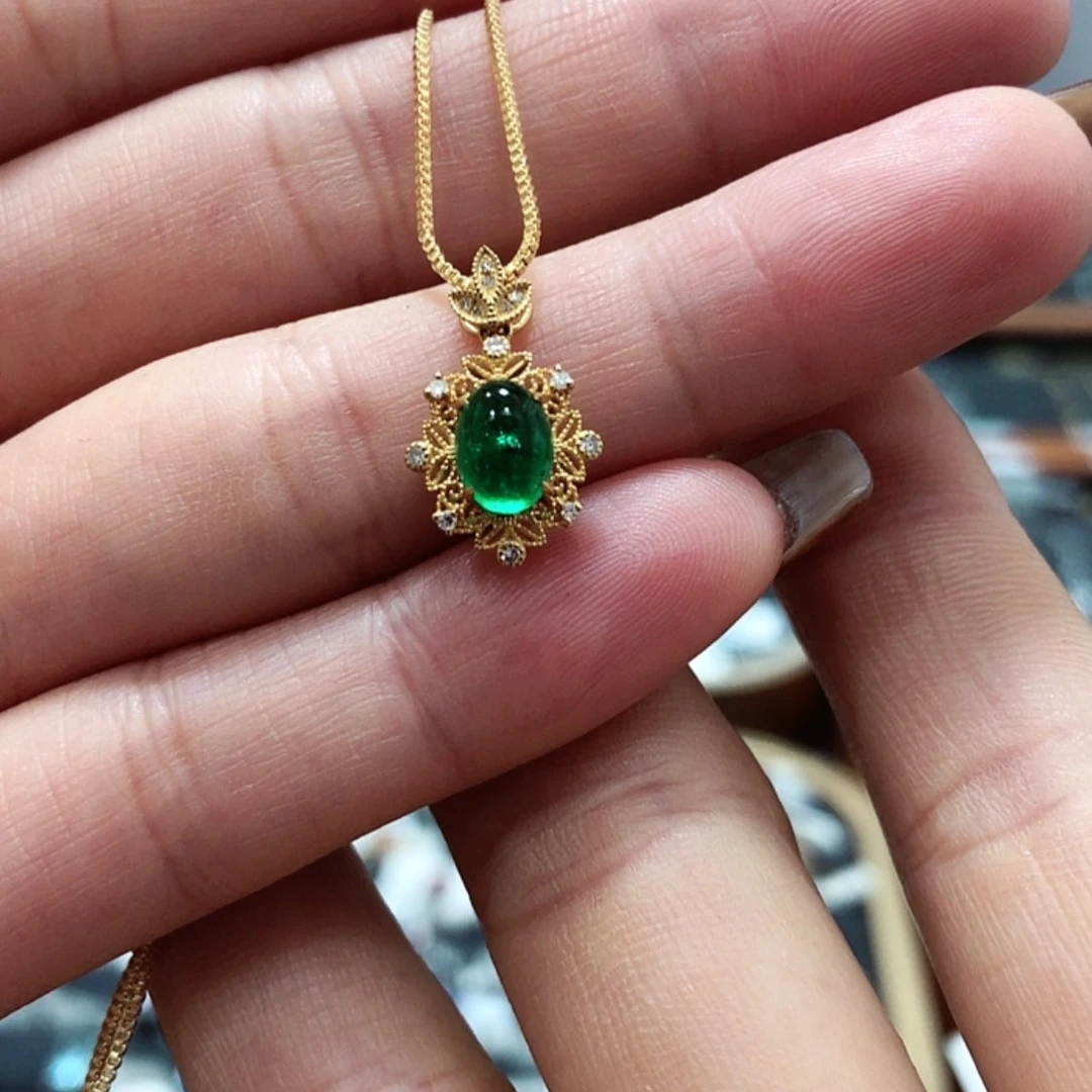 【闪购商品】祖母绿颈饰18K金镶嵌