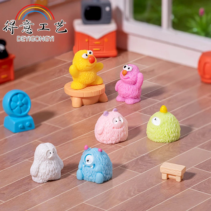 【双许愿+对对碰】卡通可爱创意小毛怪动物摆件家居装饰品汽车摆件