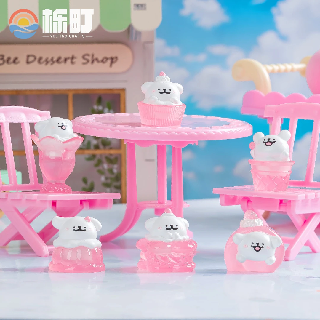 【双许愿+对对碰】可爱小白狗草莓甜品线条小狗装饰品车载桌面摆件