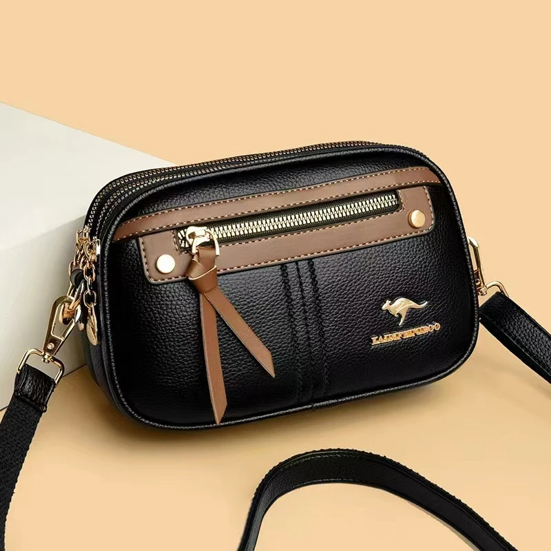 玫瑰秀拉链黑色拉链包