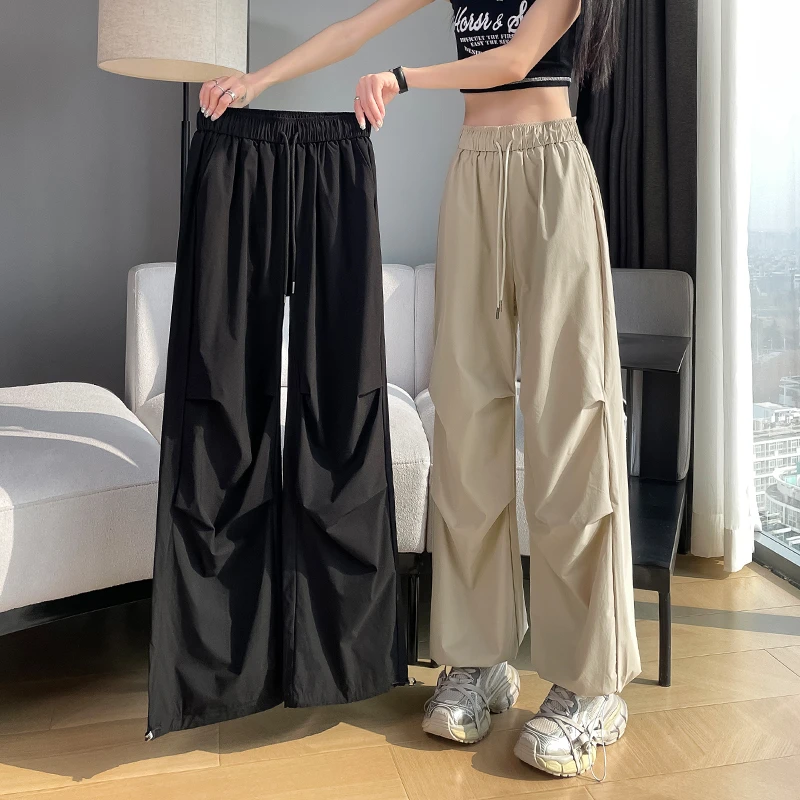 美式工装裤女宽松降落伞束脚裤高腰显瘦阔腿裤休闲春夏季运动裤