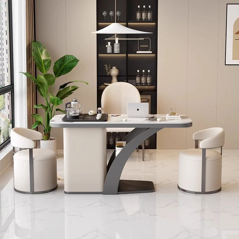 阳台茶桌椅组合2024新款小型高端岩板烧水壶一体嵌入式家用小茶台