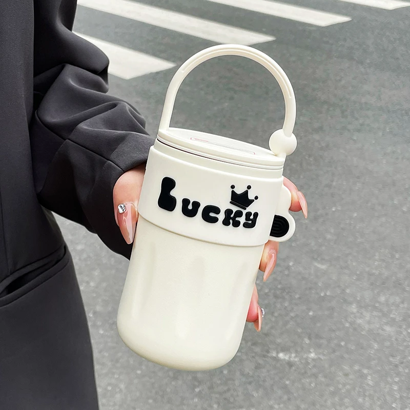 高颜值保温水杯卡通便携咖啡杯女生2023新款随行杯高级感轻奢杯子