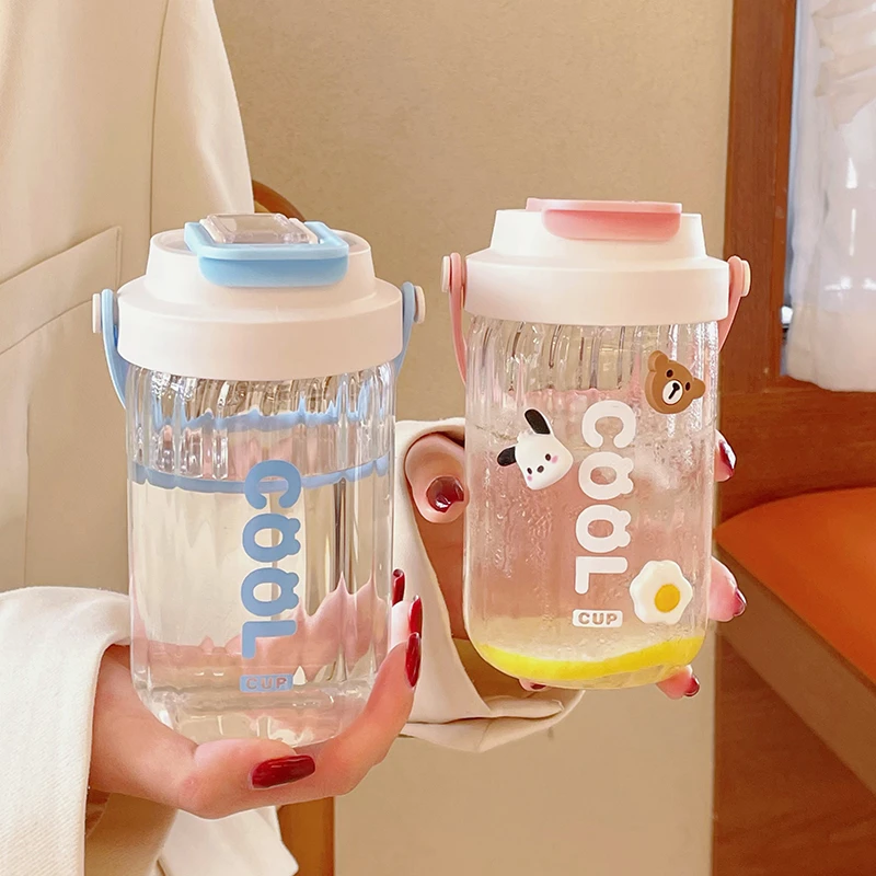 简约水杯高颜值双饮玻璃杯便携杯子新款2023网红夏季耐高温ins风