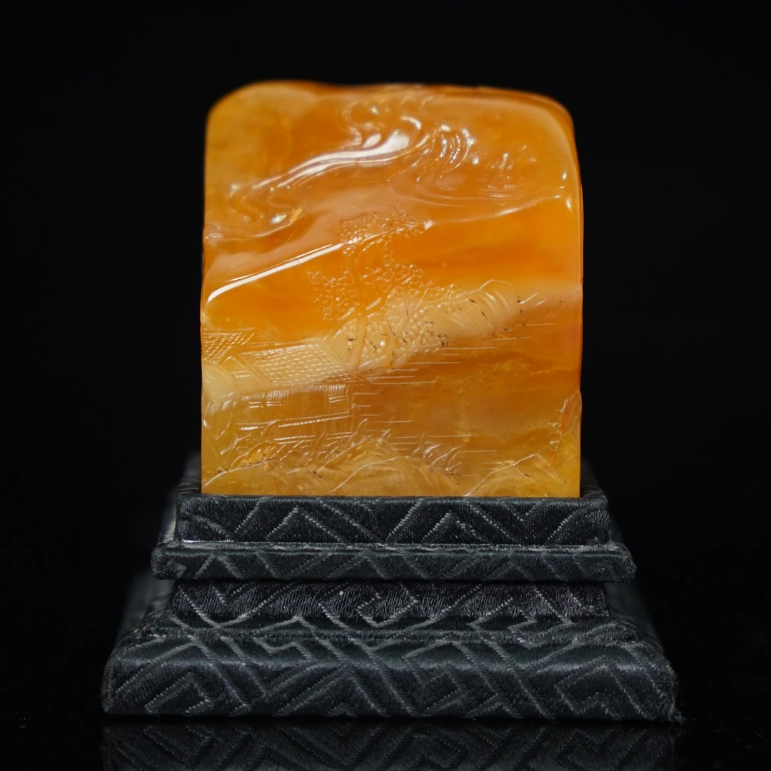 北部田黄石满丝结晶印章印石