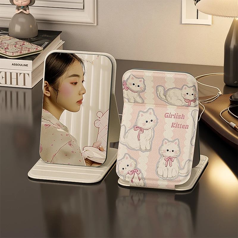 可爱小镜子便携化妆镜可折叠手持二合一化妆镜台式随身镜梳妆镜