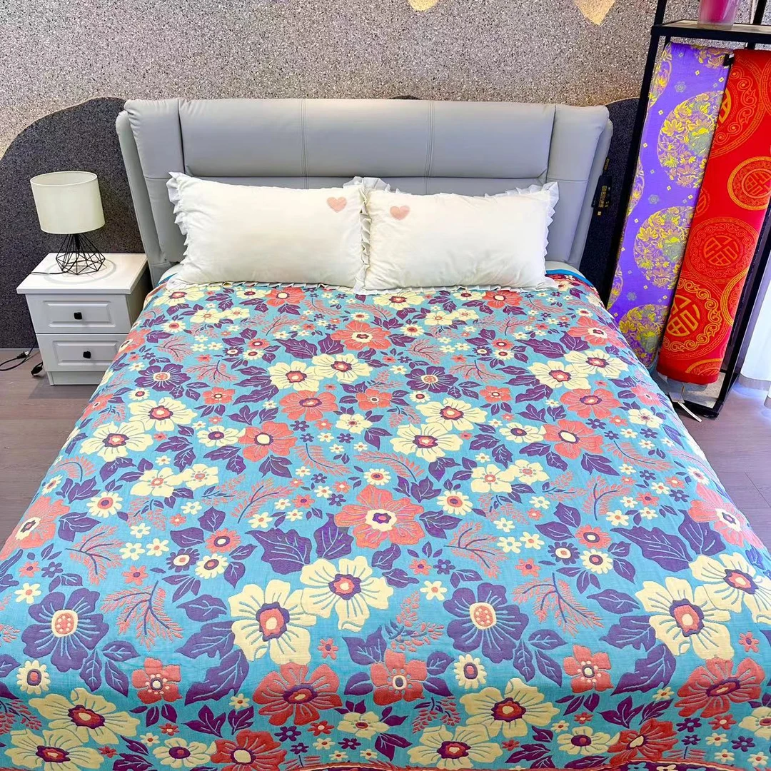柒【蓝色花海】2.3*2.5M早秋A类舒适亲肤柔软隔脏机洗四季床盖
