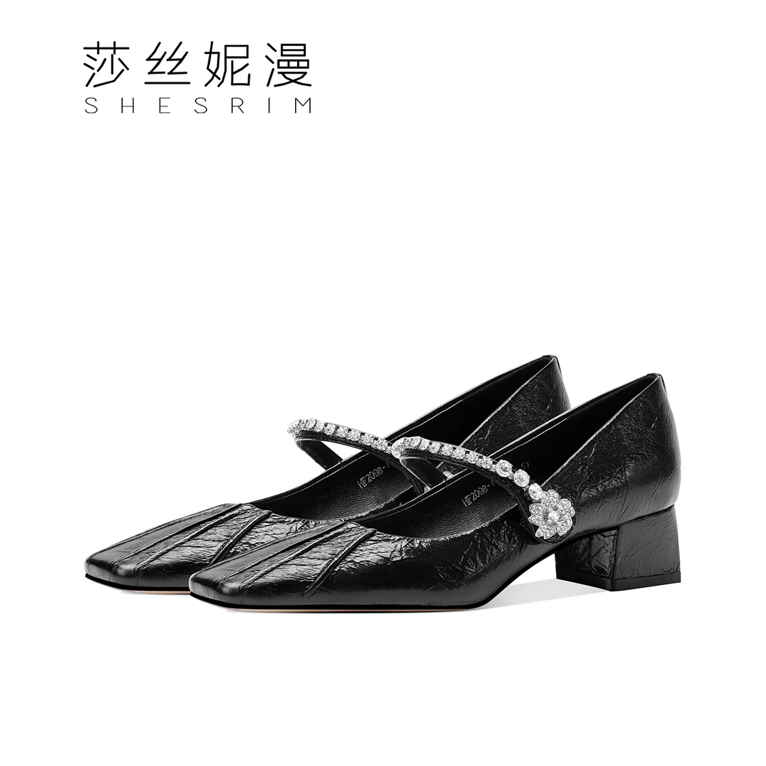 上新女士新款黑色百搭气质粗跟舒适时装英伦秋季时尚百搭高跟