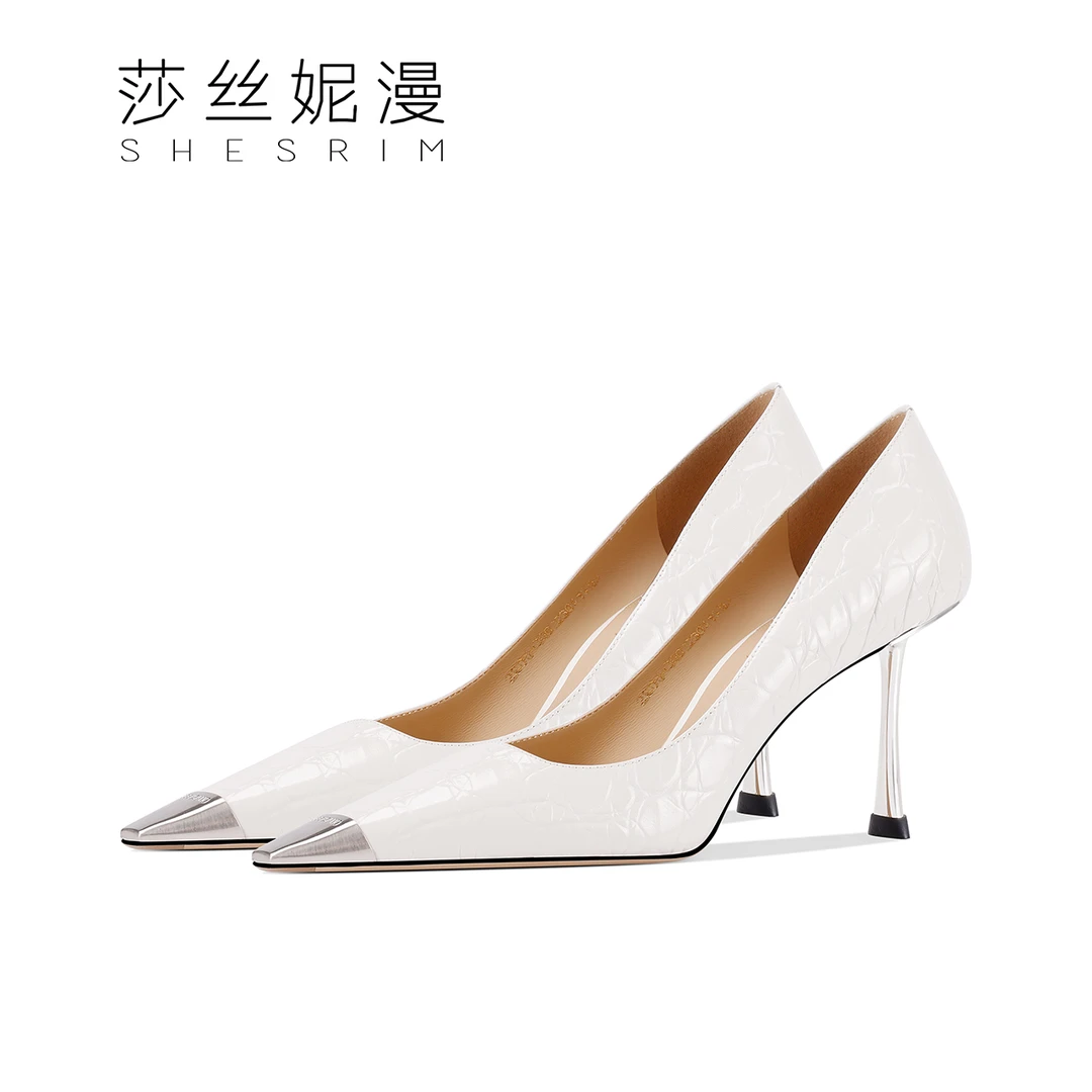 06-春款新单鞋尖头细高跟2025新气质单高8高跟鞋鳄鱼纹