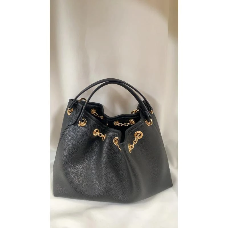 Laugh Queen手工打造真皮女士包时尚新款10843黑色30cm    V桶