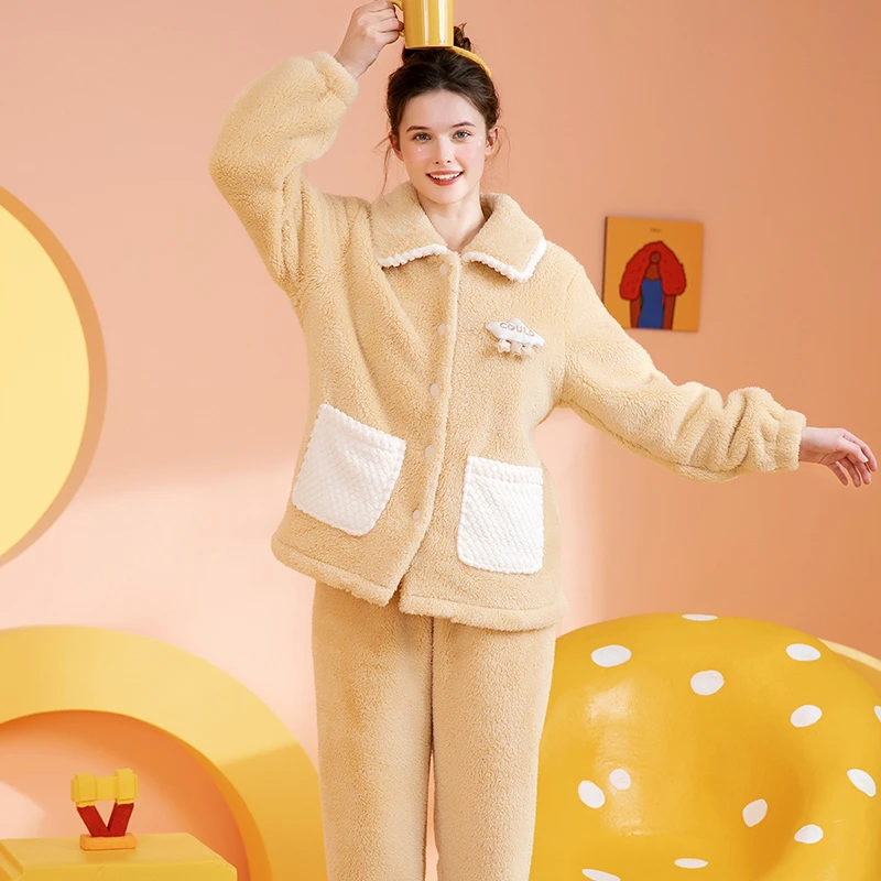芬腾南芙泡泡绒睡衣秋冬保暖舒适可爱家居服套装女J98440843