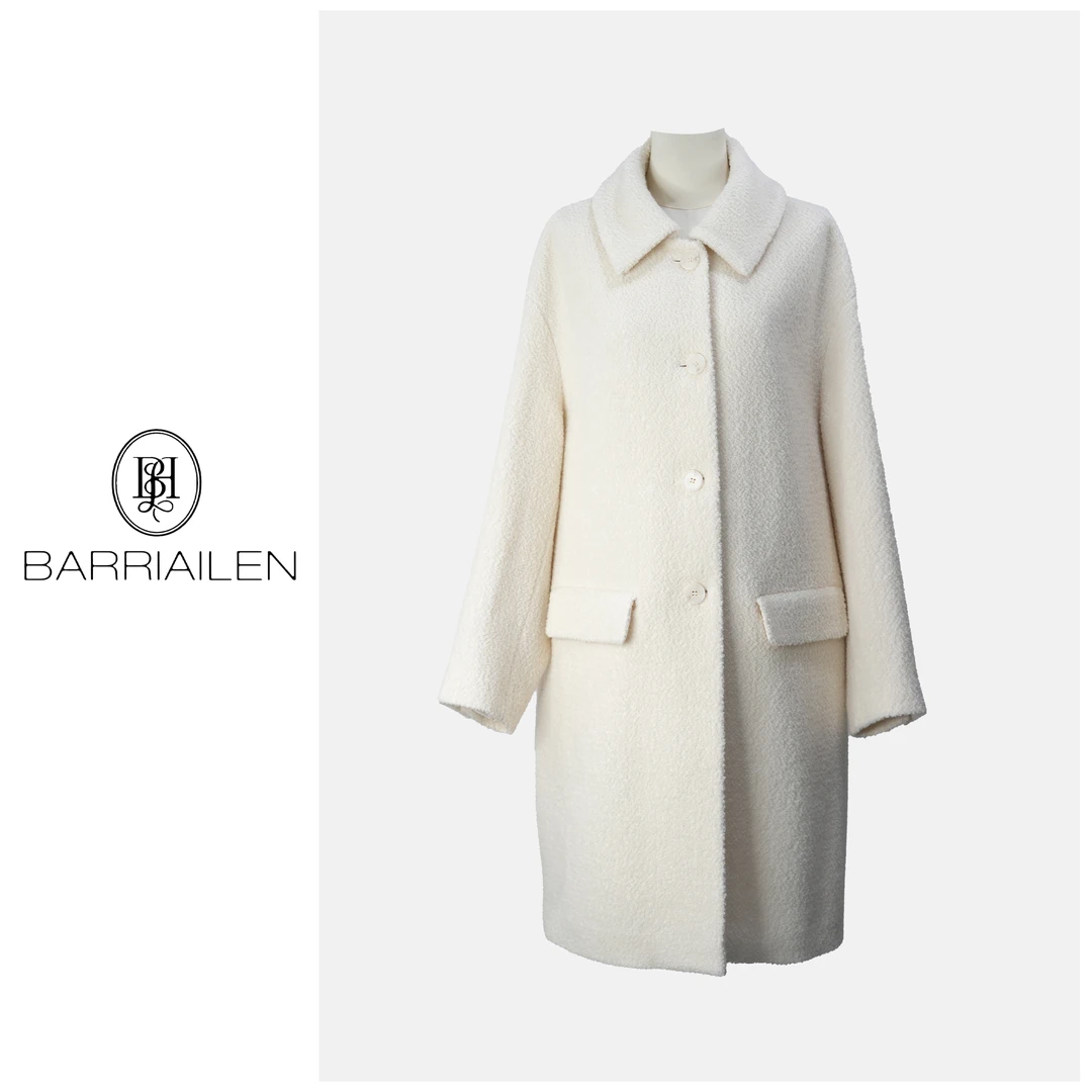 BARRIAILEN |  羊毛百搭保暖翻领简约大气减龄长外套-2408267