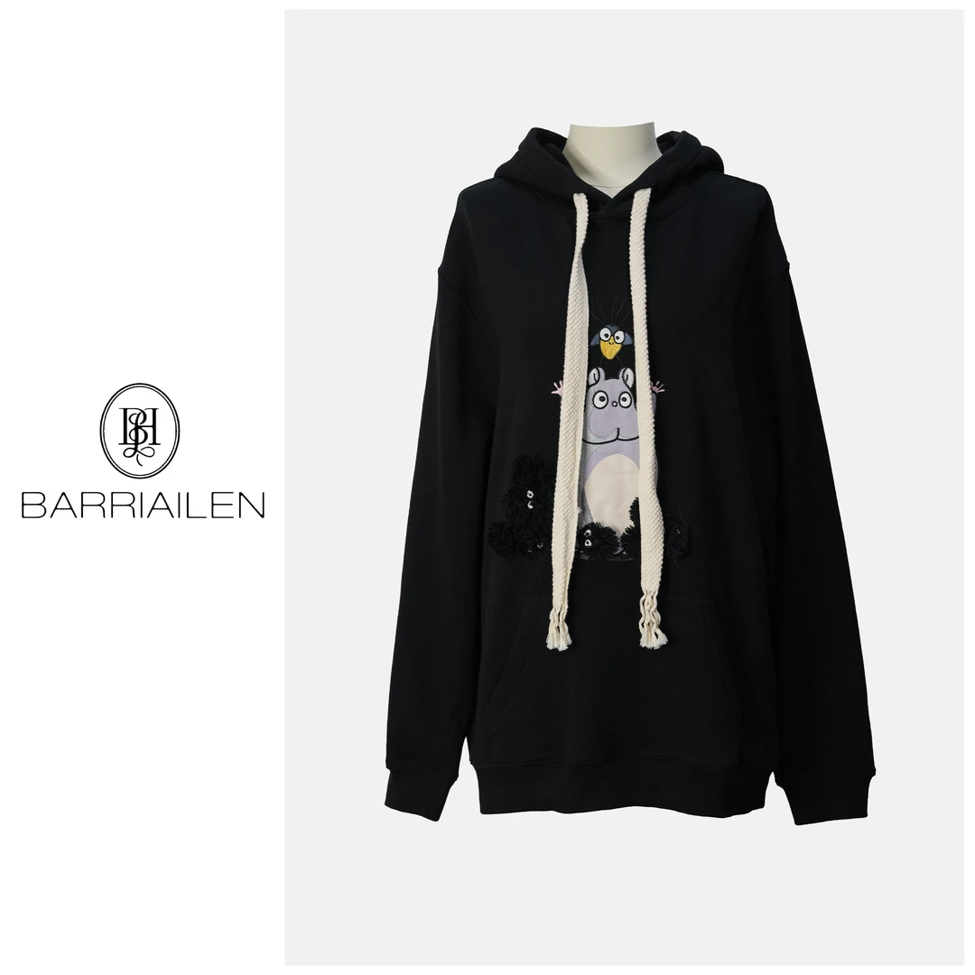 BARRIAILEN | 100%棉 时尚减龄宽松连帽趣味卡通卫衣-2415185