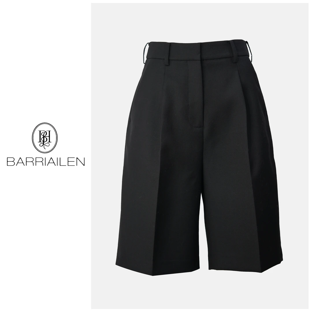BARRIAILEN | 百搭通勤简约宽松黑色阔腿休闲裤-2417371